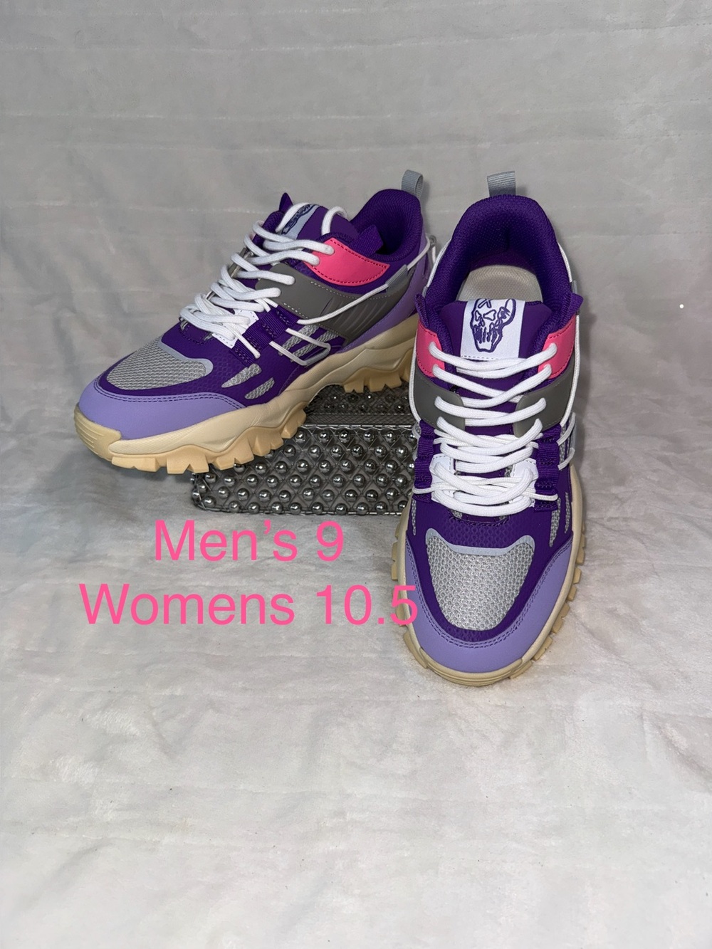 X Men’s 9, women’s 10, Purple Pink Trail-Style Sneakers